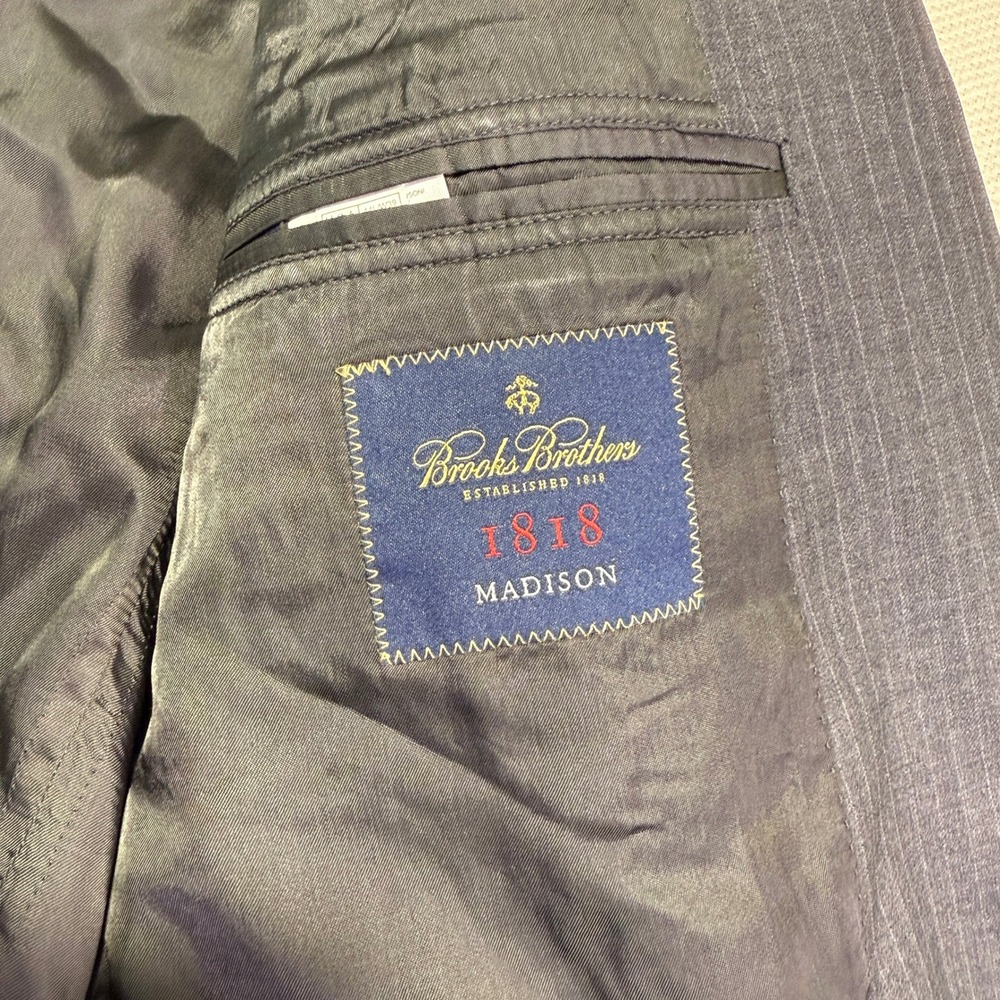 Brooks Brothers 1818 Madison Gray Wool Blazer Jacket Mens 44L Made in Italy - Picture 4 of 10